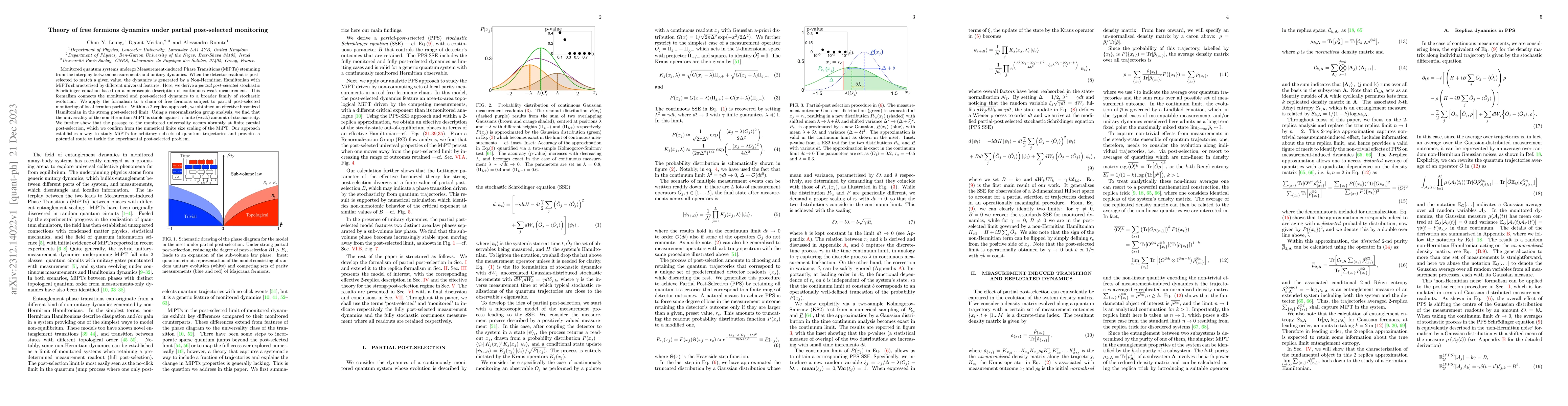 Thumbnail for Theory of free fermions dynamics under partial post-selected monitoring