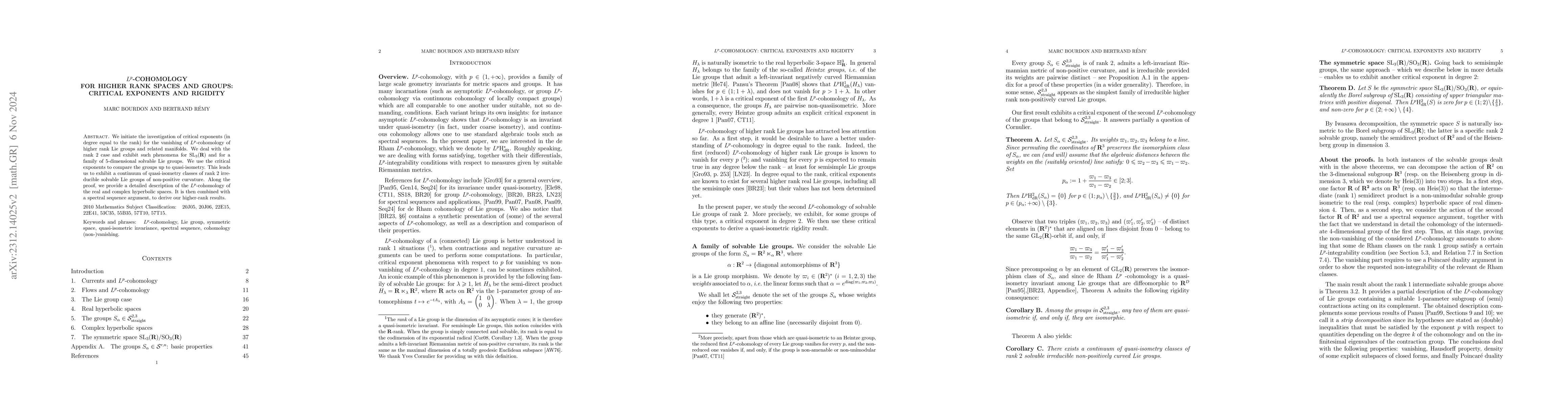 Thumbnail for De Rham $L^p$-Cohomology For Higher Rank Spaces And Groups: Critical
  Exponents And Rigidity