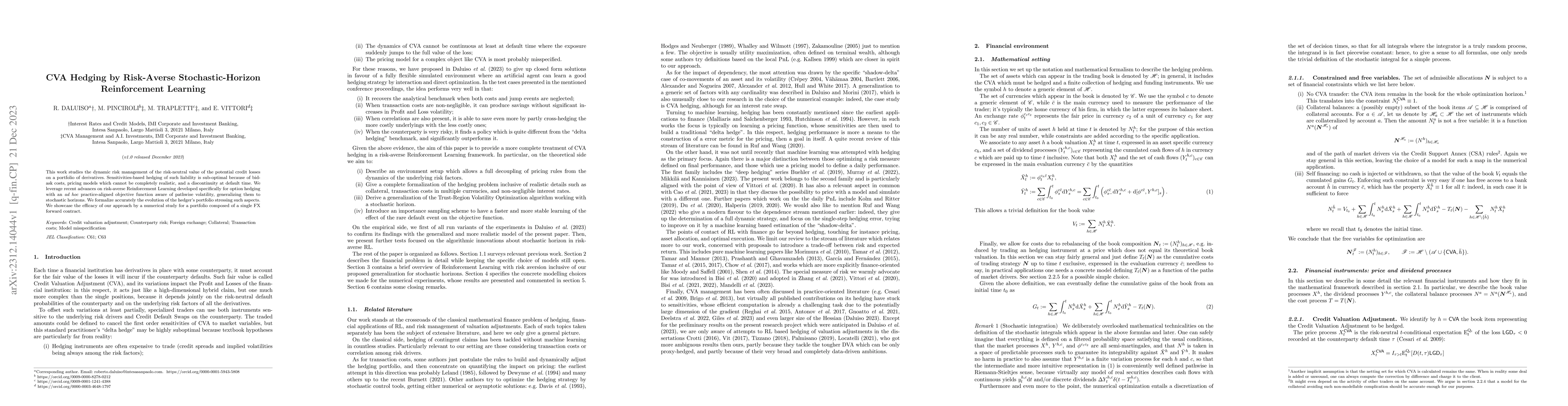 Thumbnail for CVA Hedging by Risk-Averse Stochastic-Horizon Reinforcement Learning