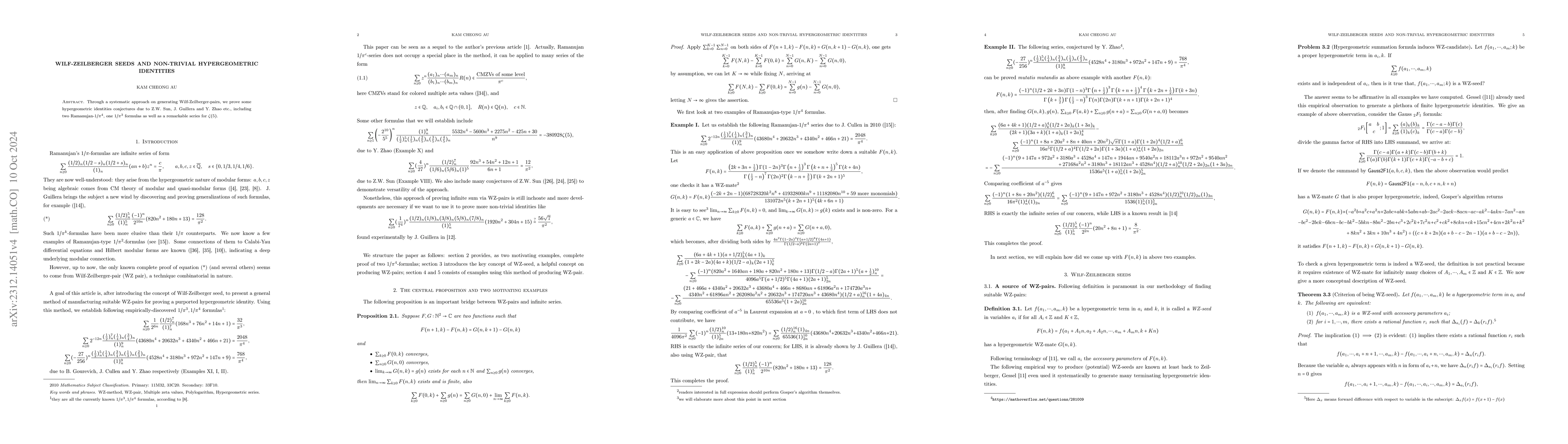Thumbnail for Wilf-Zeilberger seeds and non-trivial hypergeometric identities