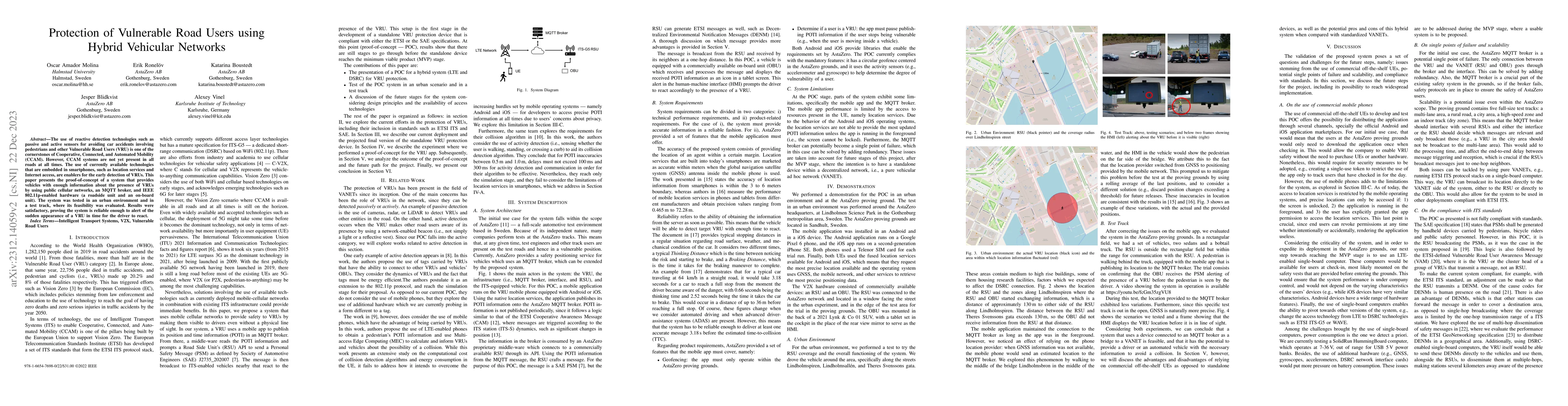 Thumbnail for Protection of Vulnerable Road Users using Hybrid Vehicular Networks