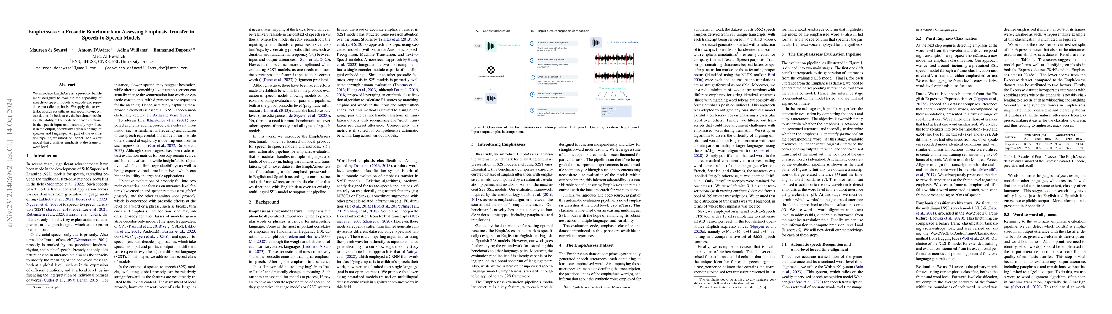 Thumbnail for EmphAssess : a Prosodic Benchmark on Assessing Emphasis Transfer in
  Speech-to-Speech Models