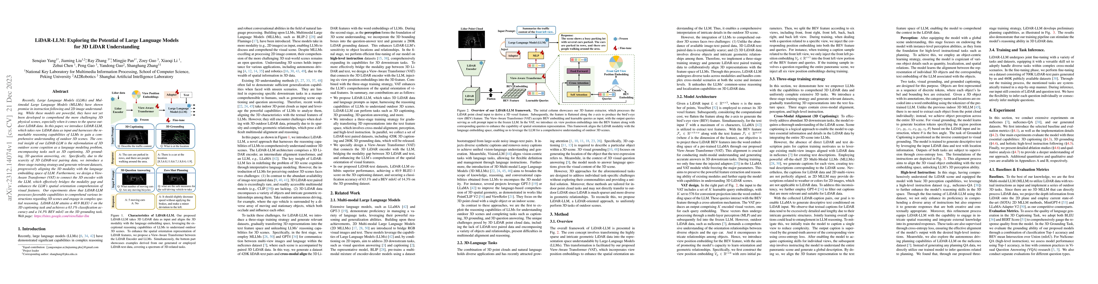 Thumbnail for LiDAR-LLM: Exploring the Potential of Large Language Models for 3D LiDAR
  Understanding