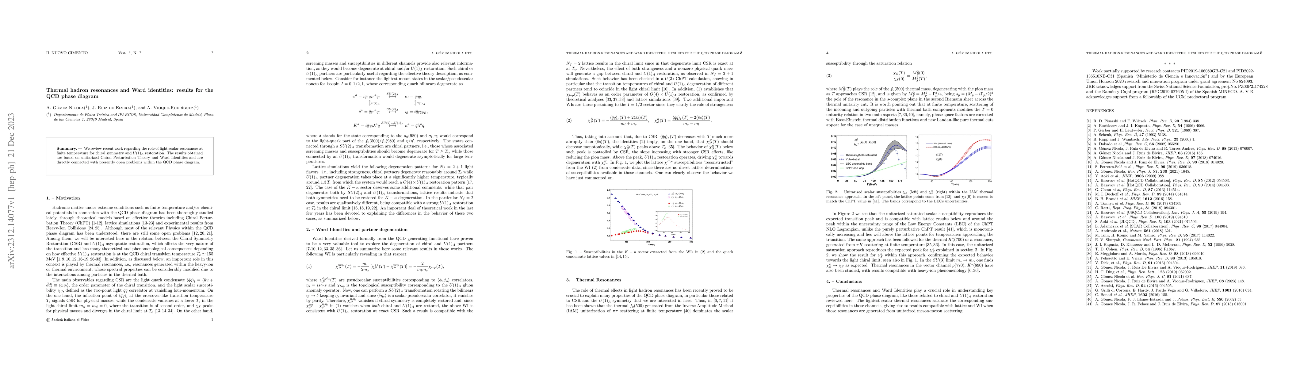 Thumbnail for Thermal hadron resonances and Ward identities: results for the QCD phase
  diagram