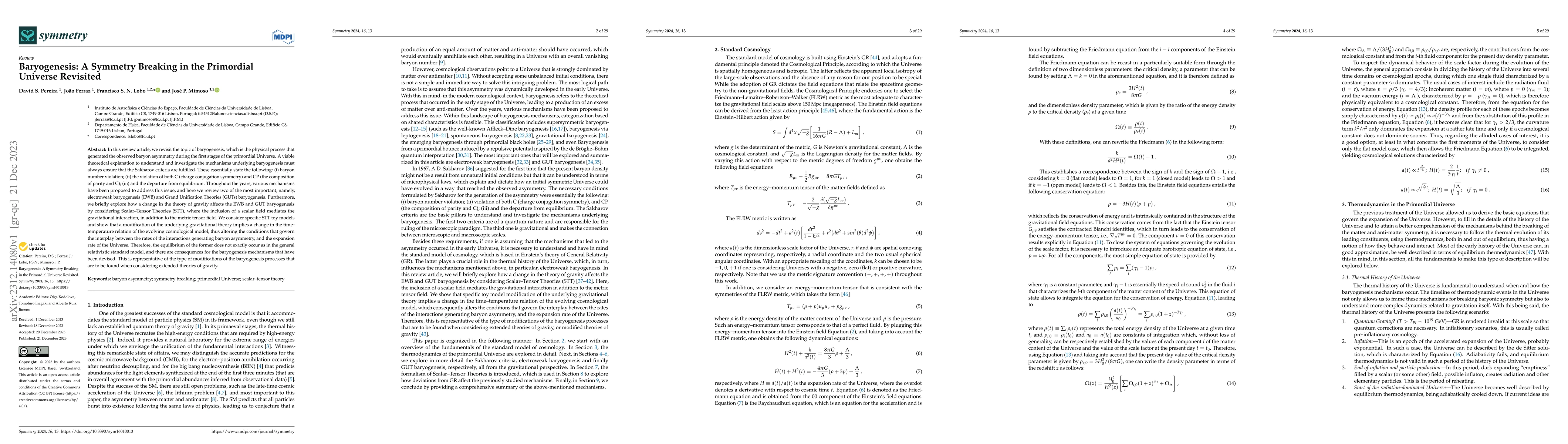 Thumbnail for Baryogenesis: A Symmetry Breaking in the Primordial Universe Revisited