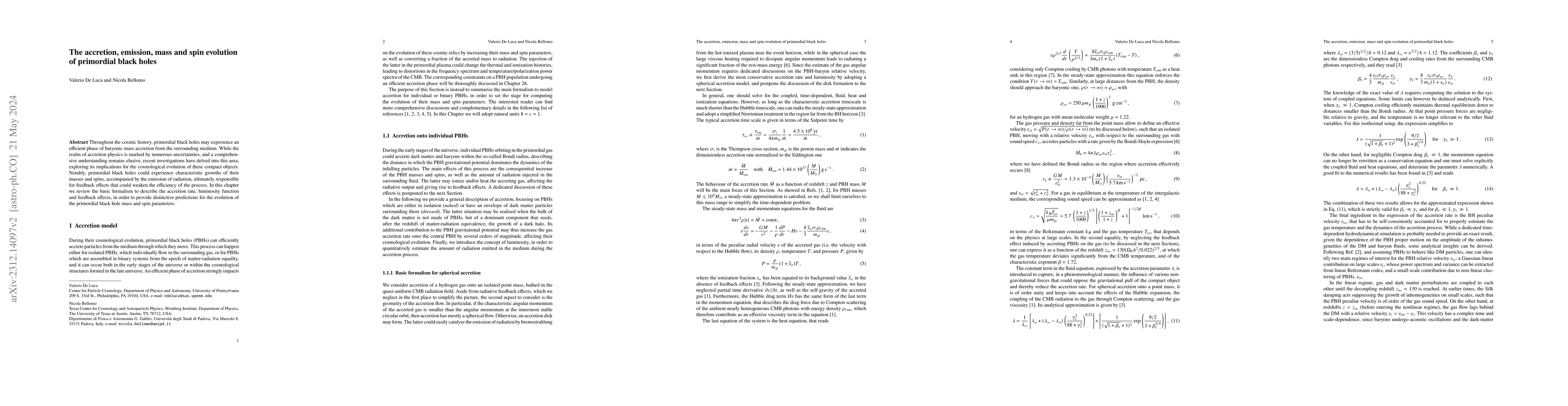 Thumbnail for The accretion, emission, mass and spin evolution of primordial black
  holes
