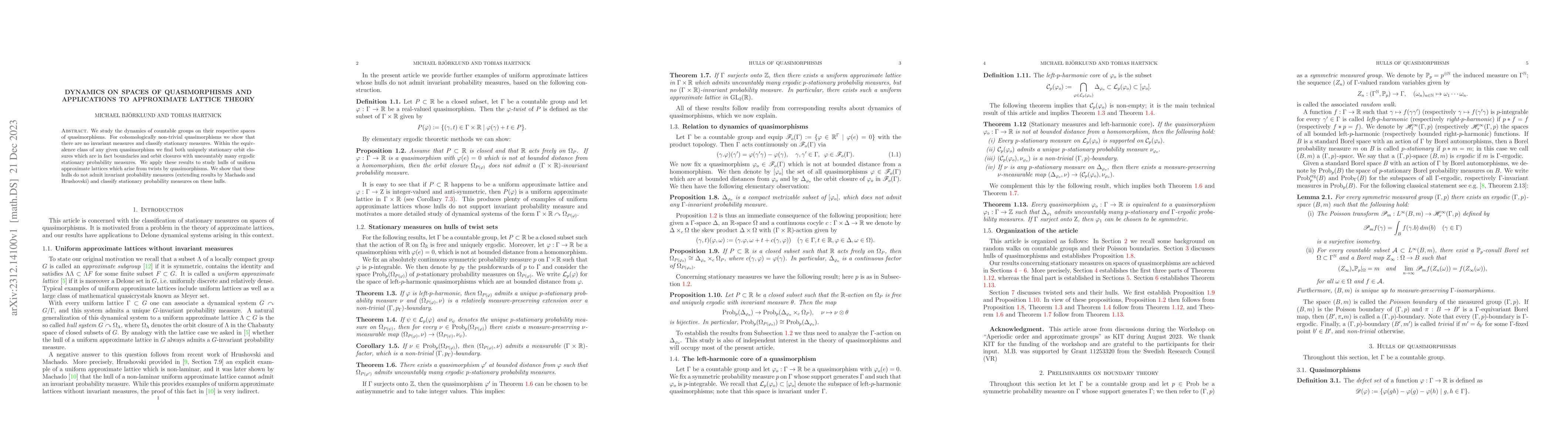 Thumbnail for Dynamics on spaces of quasimorphisms and applications to approximate
  lattice theory