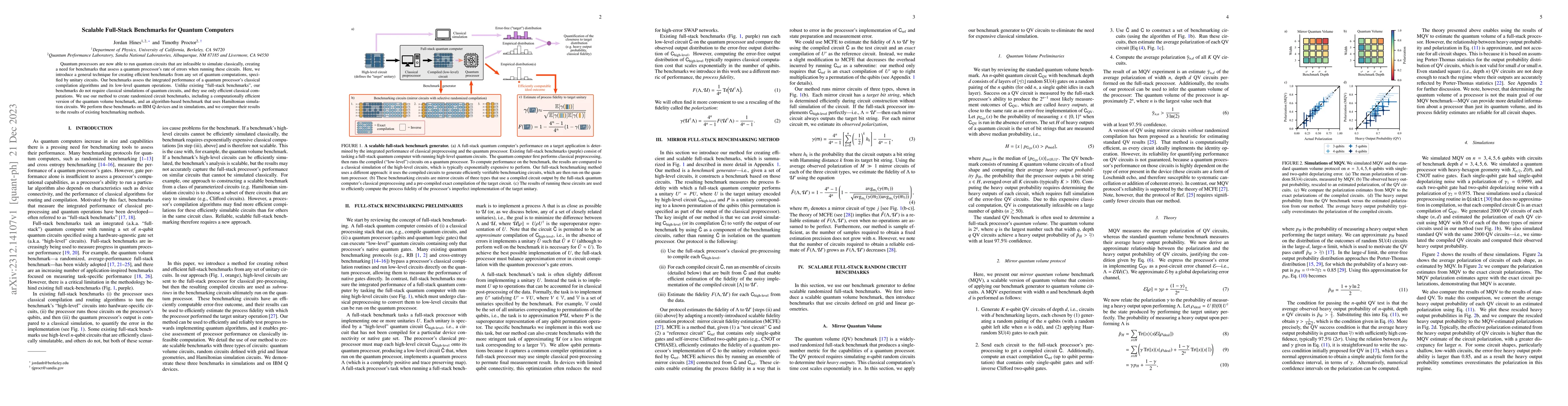 Thumbnail for Scalable Full-Stack Benchmarks for Quantum Computers