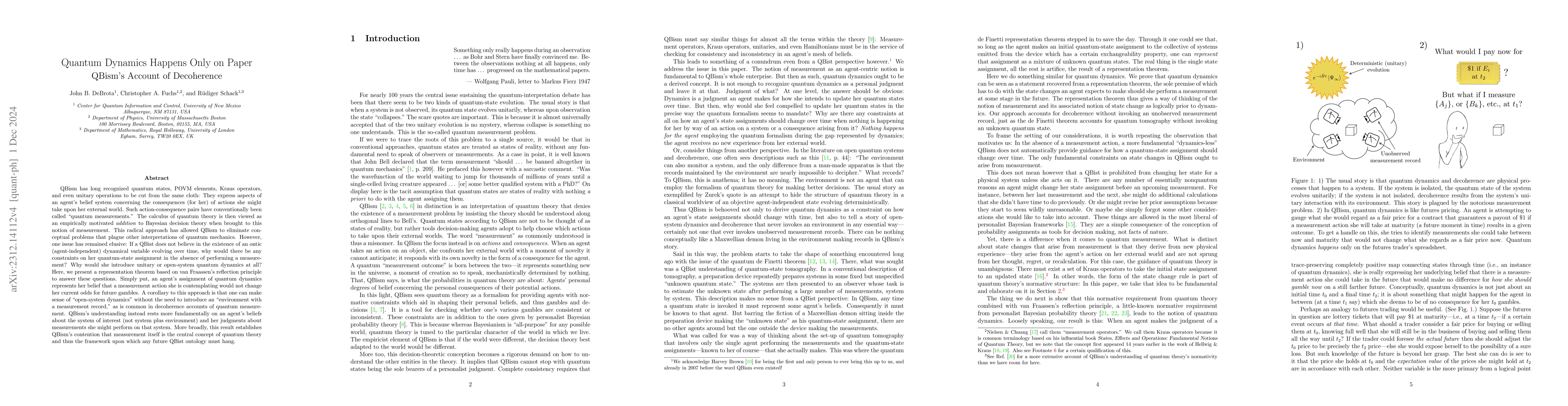 Thumbnail for Quantum Dynamics Happens Only on Paper: QBism's Account of Decoherence