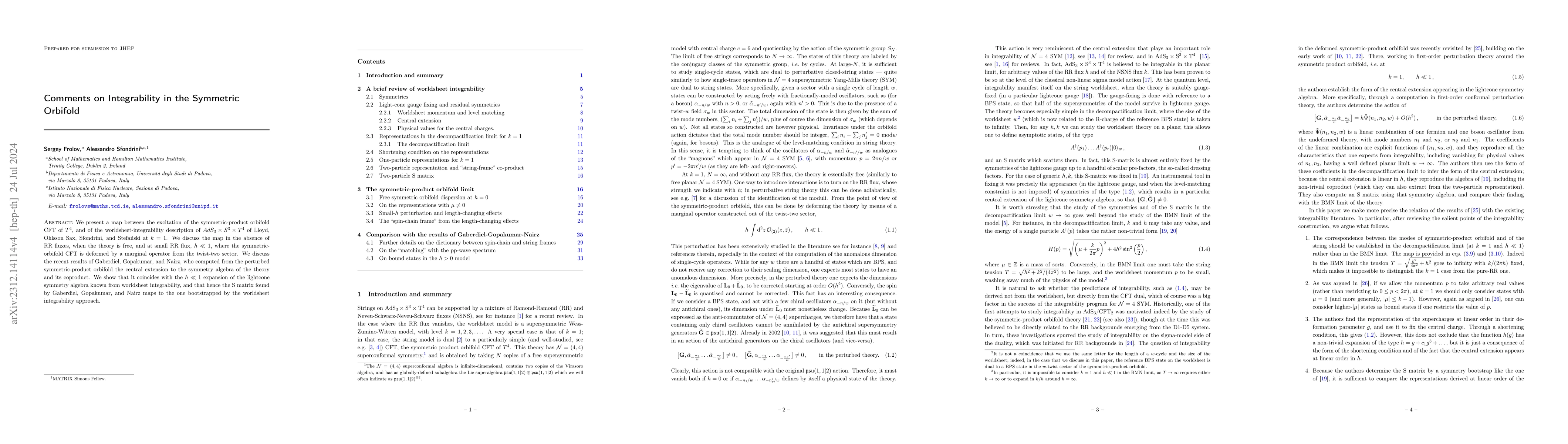 Thumbnail for Comments on Integrability in the Symmetric Orbifold