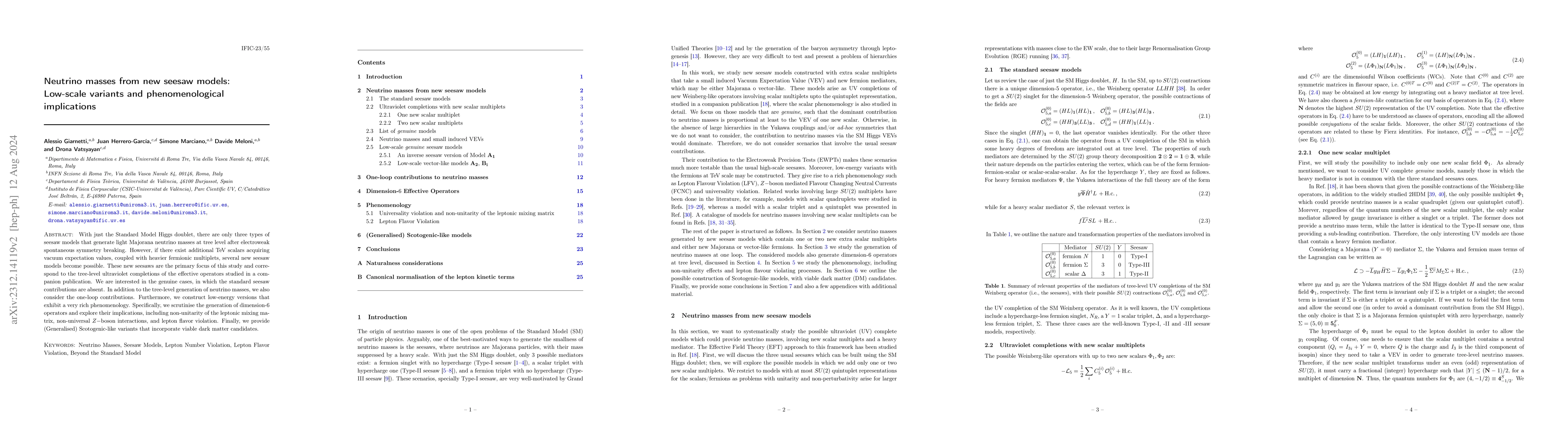 Thumbnail for Neutrino masses from new seesaw models: Low-scale variants and
  phenomenological implications