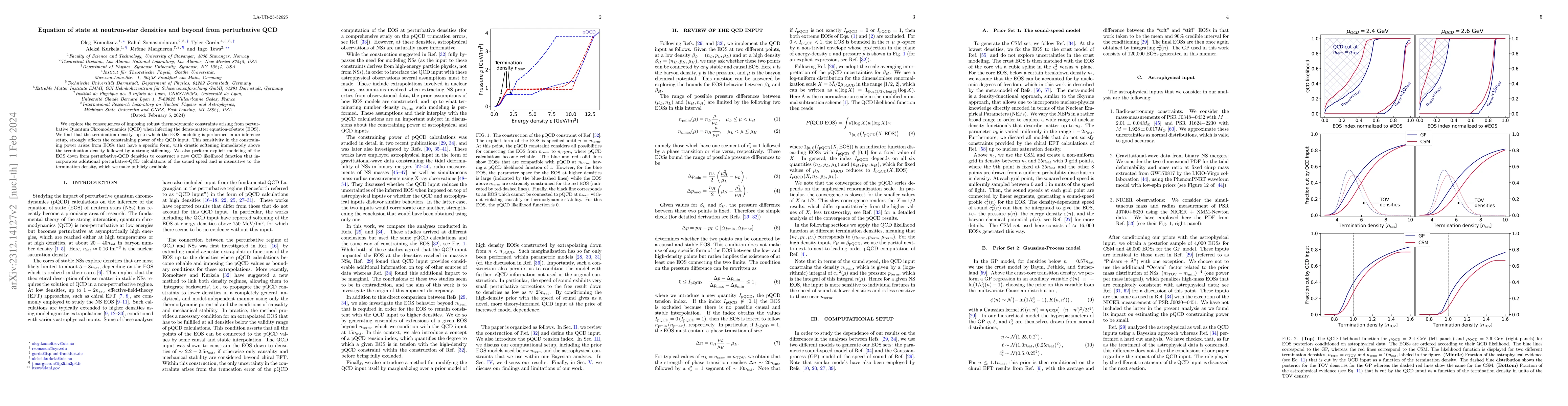 Thumbnail for Equation of state at neutron-star densities and beyond from perturbative
  QCD