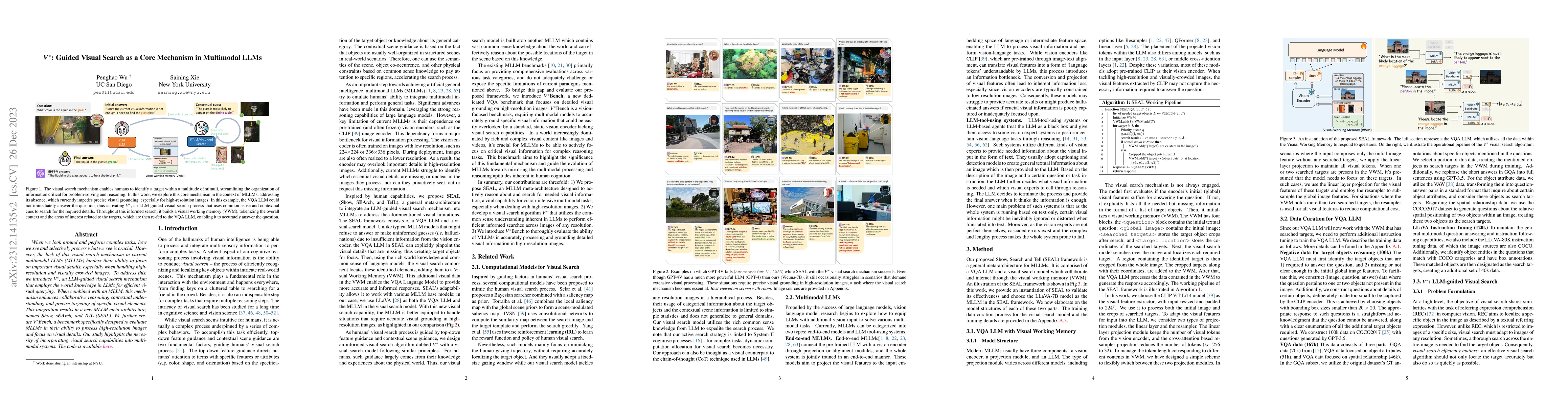 Thumbnail for V*: Guided Visual Search as a Core Mechanism in Multimodal LLMs