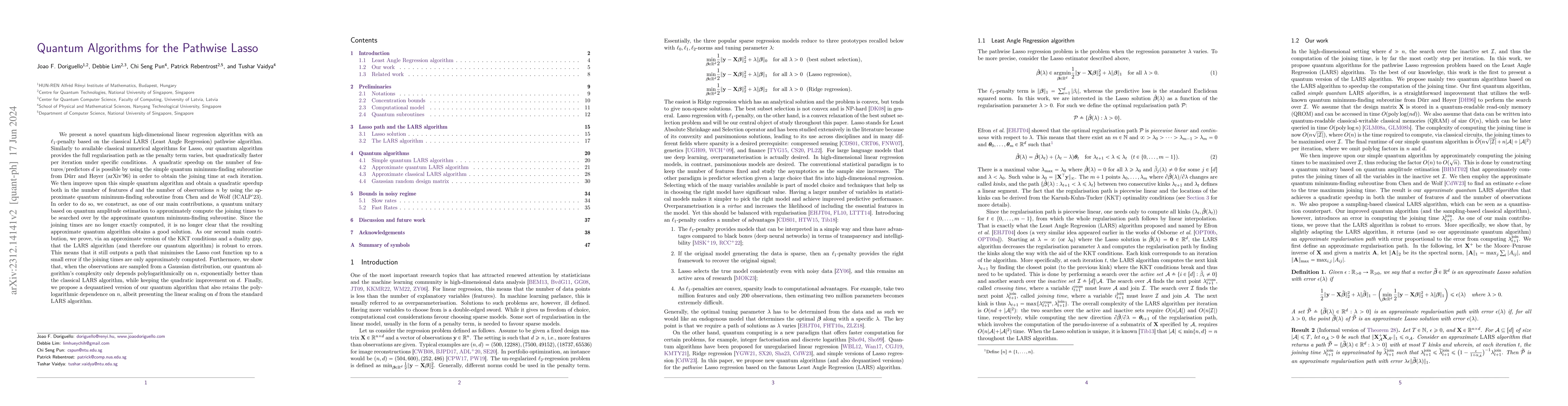 Thumbnail for Quantum Algorithms for the Pathwise Lasso