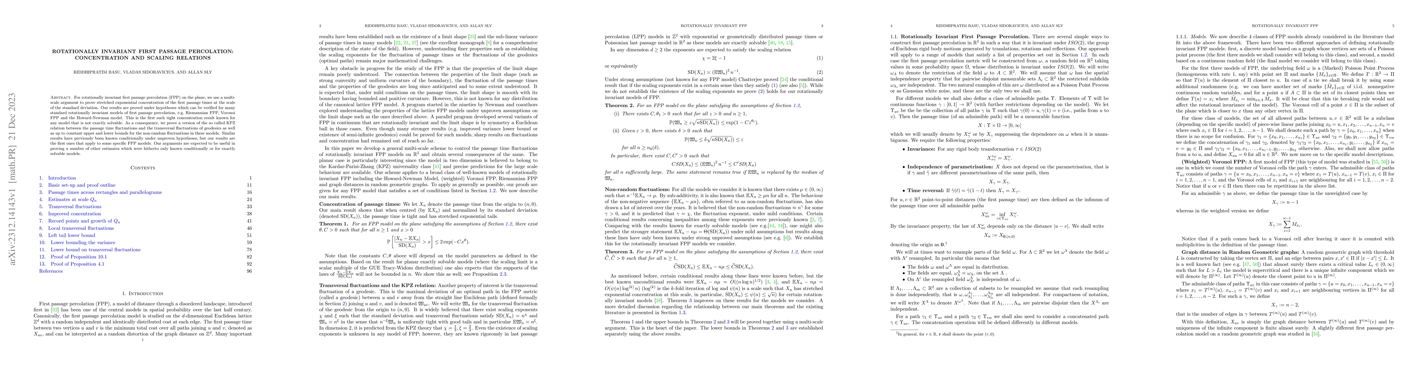 Thumbnail for Rotationally invariant first passage percolation: Concentration and
  scaling relations
