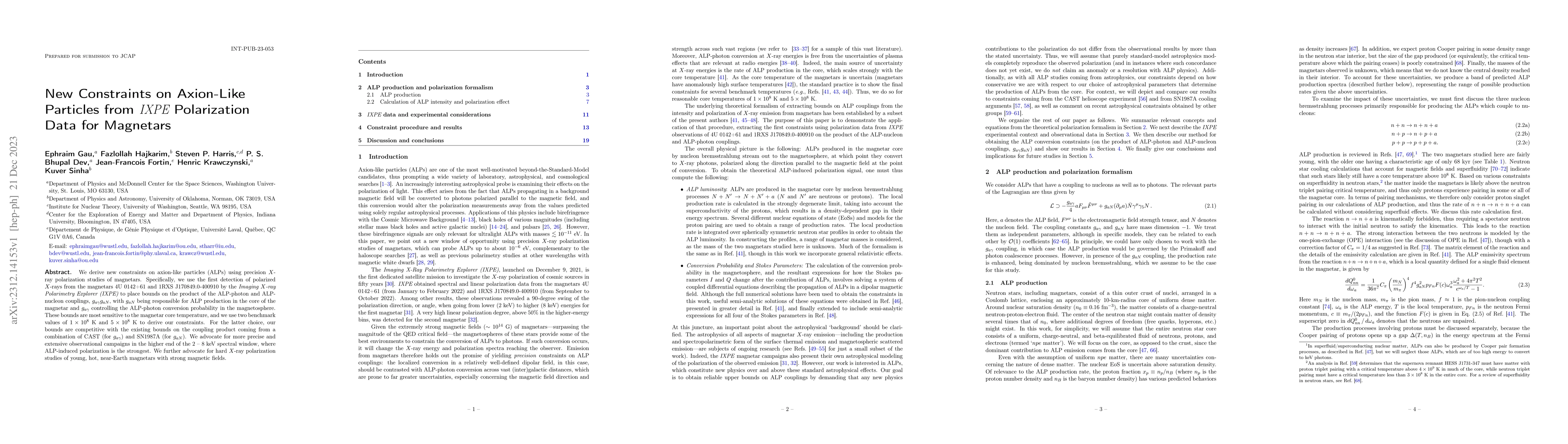 Thumbnail for New Constraints on Axion-Like Particles from IXPE Polarization Data for
  Magnetars