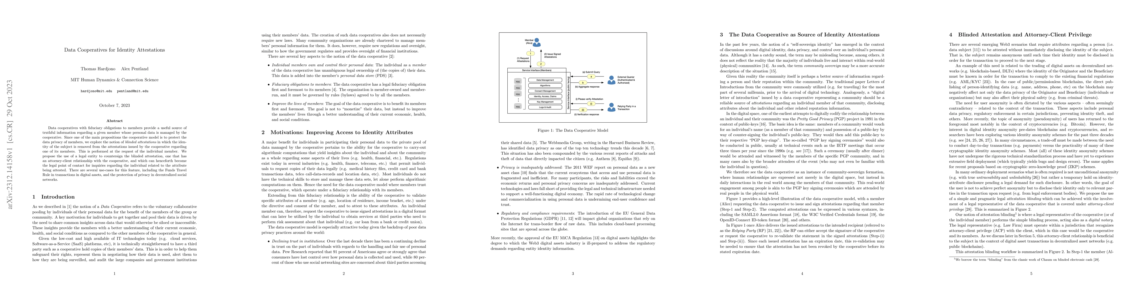 Thumbnail for Data Cooperatives for Identity Attestations