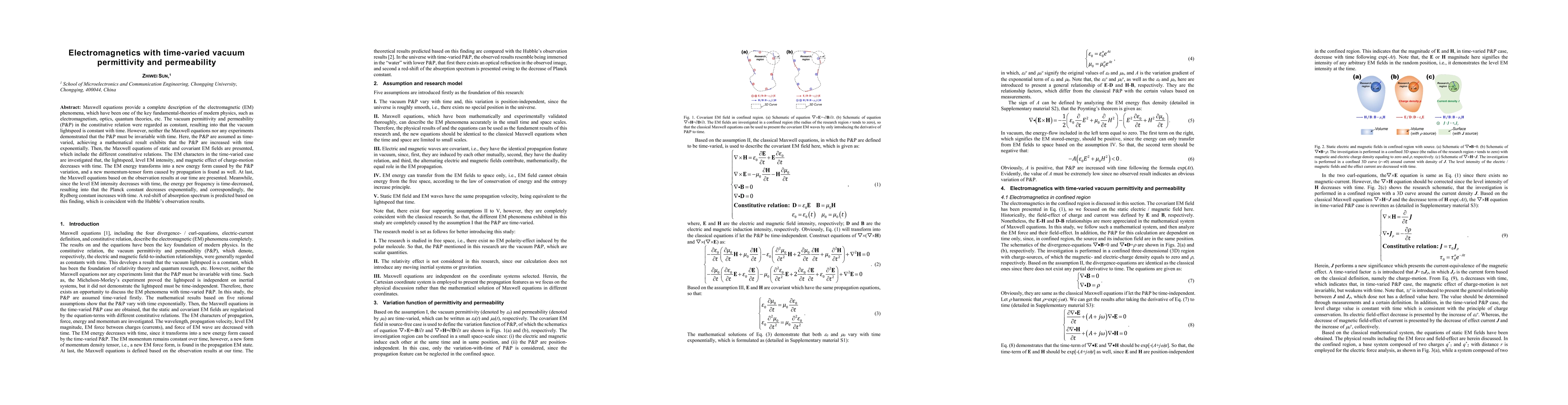 Thumbnail for Electromagnetics with time-varied vacuum permittivity and permeability