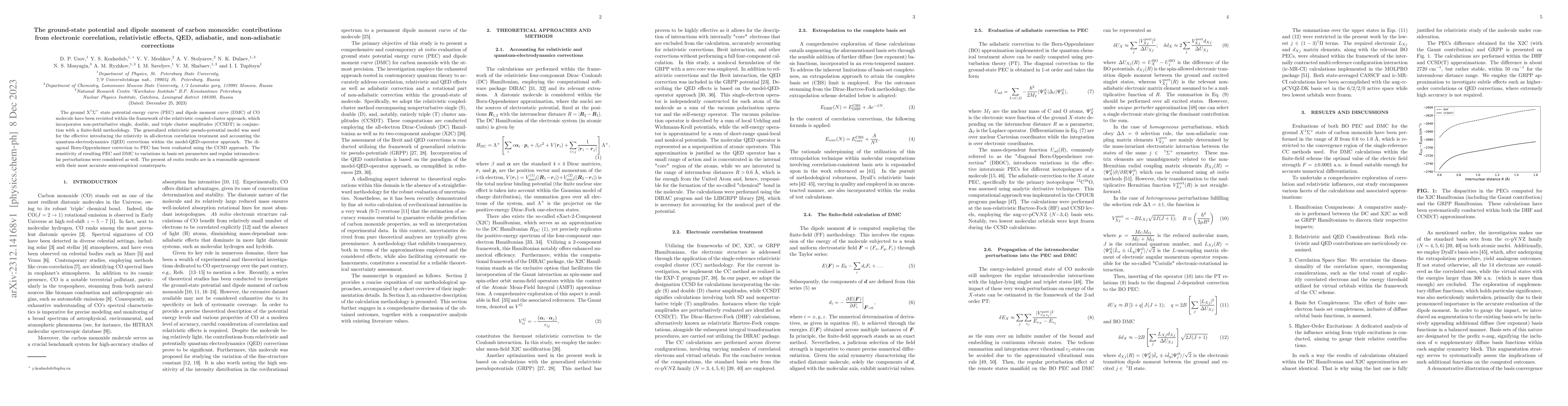 Thumbnail for The ground-state potential and dipole moment of carbon monoxide:
  contributions from electronic correlation, relativistic effects, QED,
  adiabatic, and non-adiabatic corrections