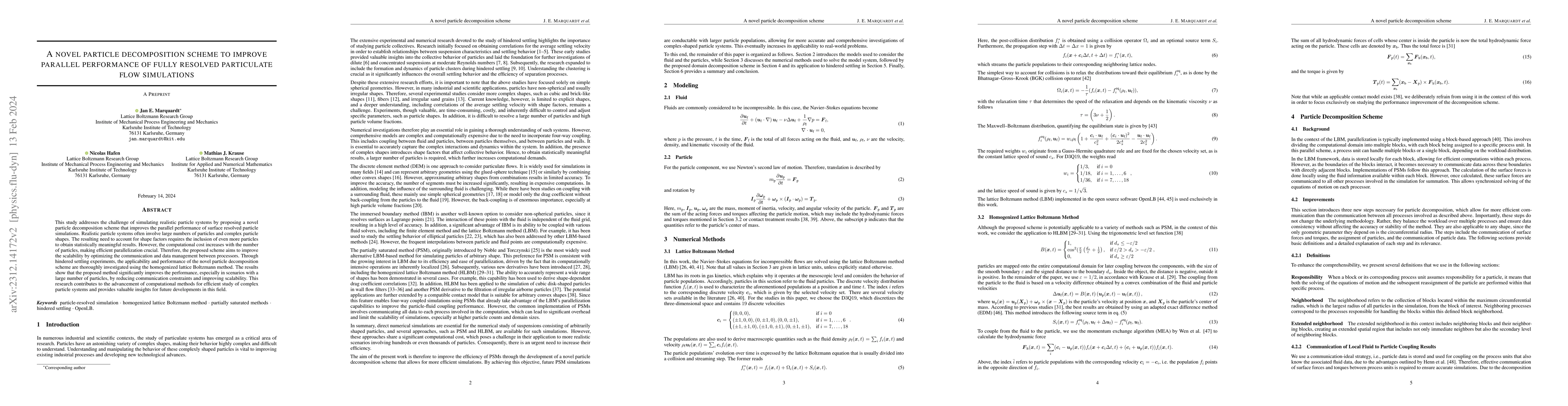Thumbnail for A novel particle decomposition scheme to improve parallel performance of
  fully resolved particulate flow simulations