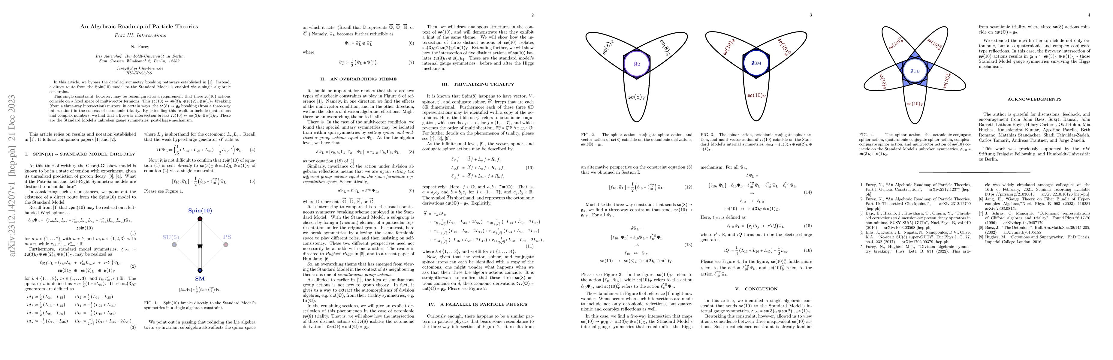 Thumbnail for An Algebraic Roadmap of Particle Theories, Part III: Intersections