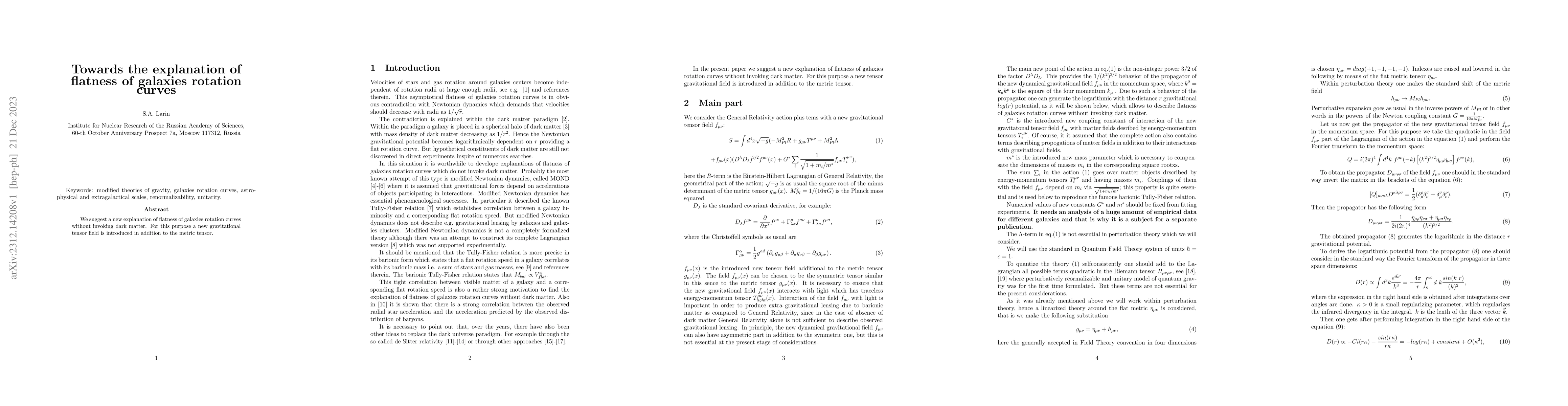 Thumbnail for Towards the explanation of flatness of galaxies rotation curves