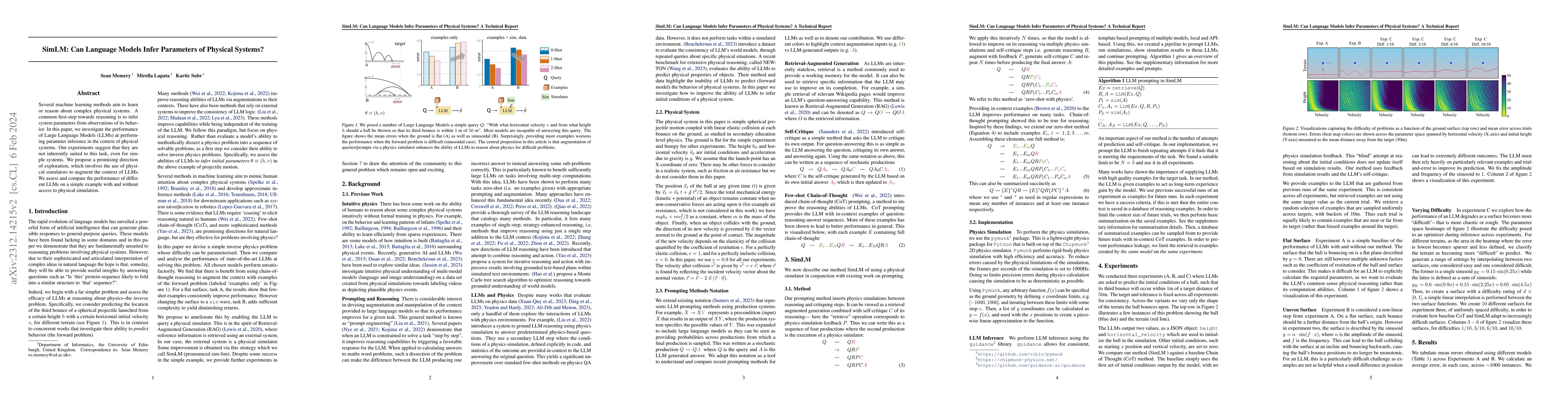Thumbnail for SimLM: Can Language Models Infer Parameters of Physical Systems?