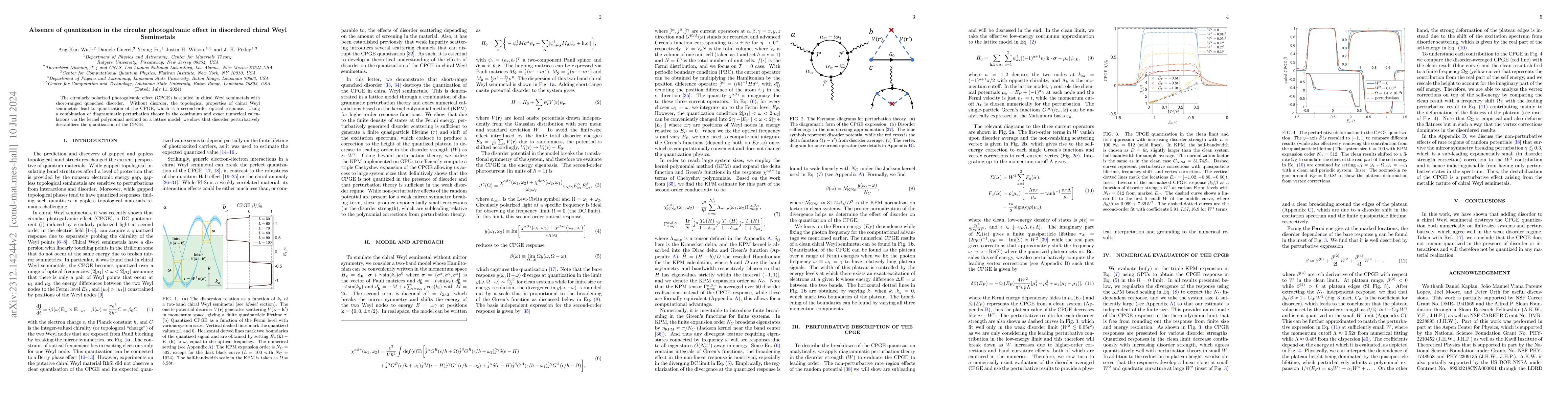 Thumbnail for Absence of quantization in the circular photogalvanic effect in
  disordered chiral Weyl semimetals