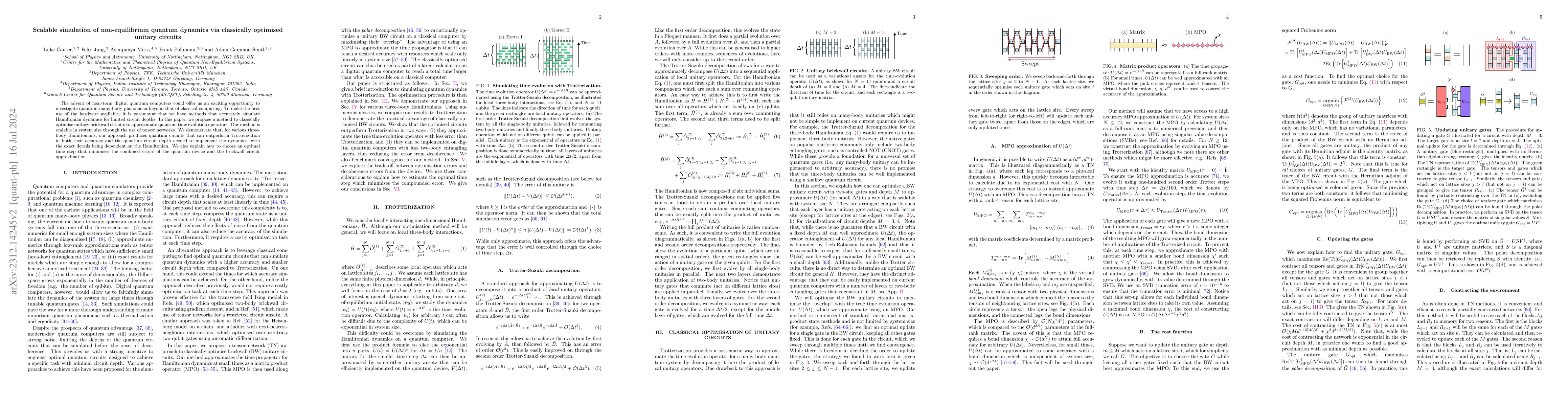 Thumbnail for Scalable simulation of non-equilibrium quantum dynamics via classically
  optimised unitary circuits
