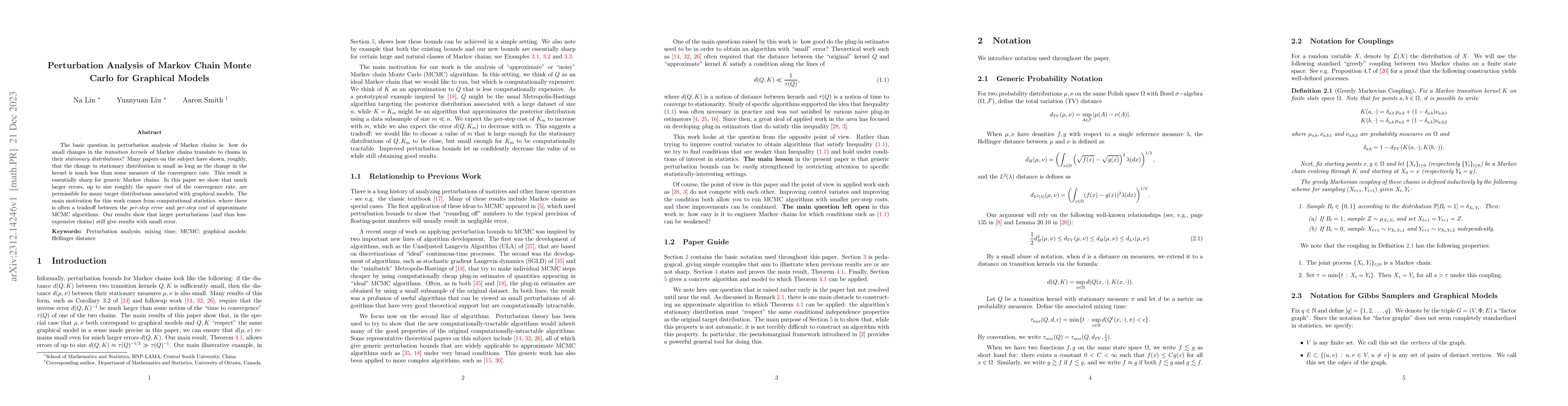Thumbnail for Perturbation Analysis of Markov Chain Monte Carlo for Graphical Models