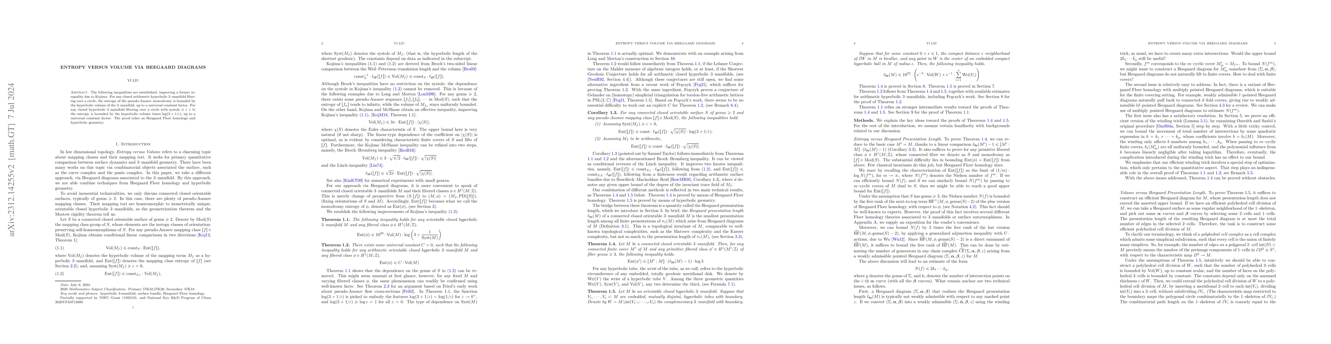 Thumbnail for Entropy versus volume via Heegaard diagrams