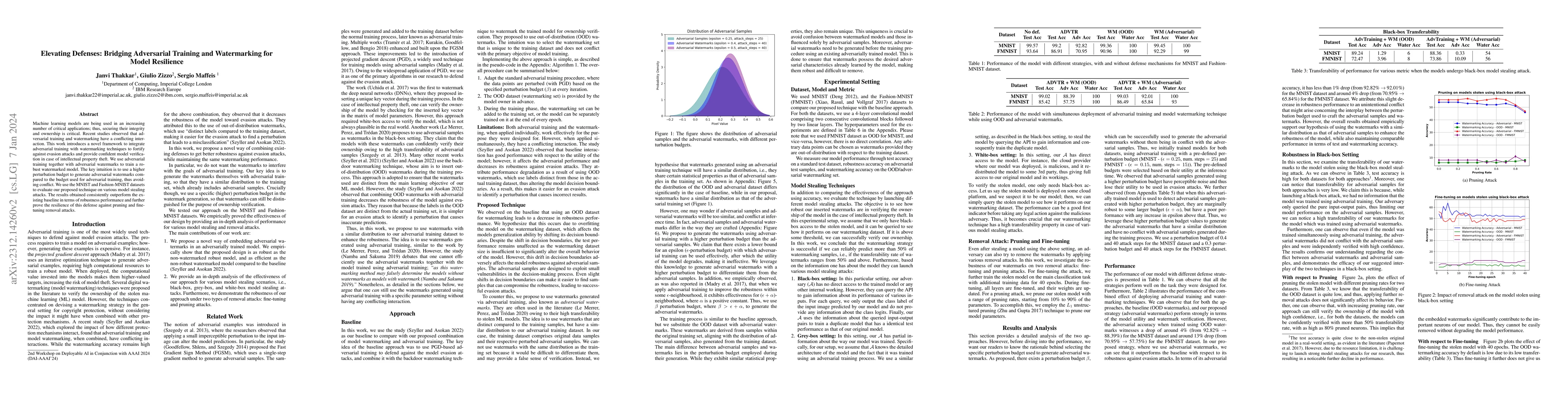Thumbnail for Elevating Defenses: Bridging Adversarial Training and Watermarking for
  Model Resilience
