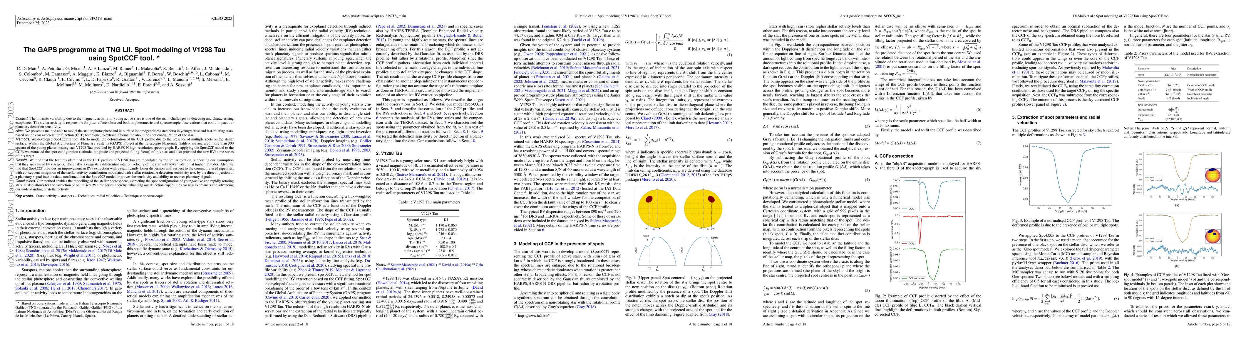 Thumbnail for The GAPS programme at TNG LII. Spot modeling of V1298 Tau using SpotCCF
  tool