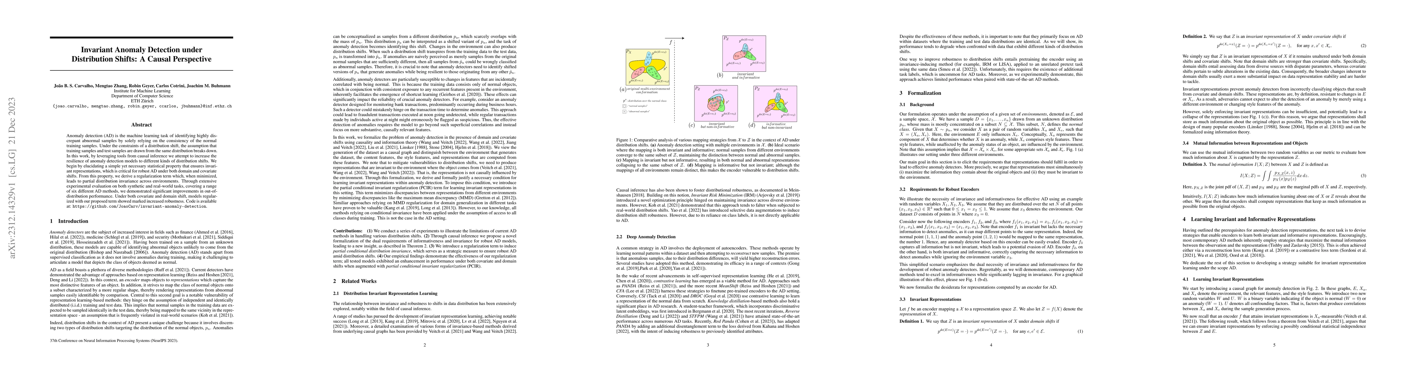 Thumbnail for Invariant Anomaly Detection under Distribution Shifts: A Causal
  Perspective