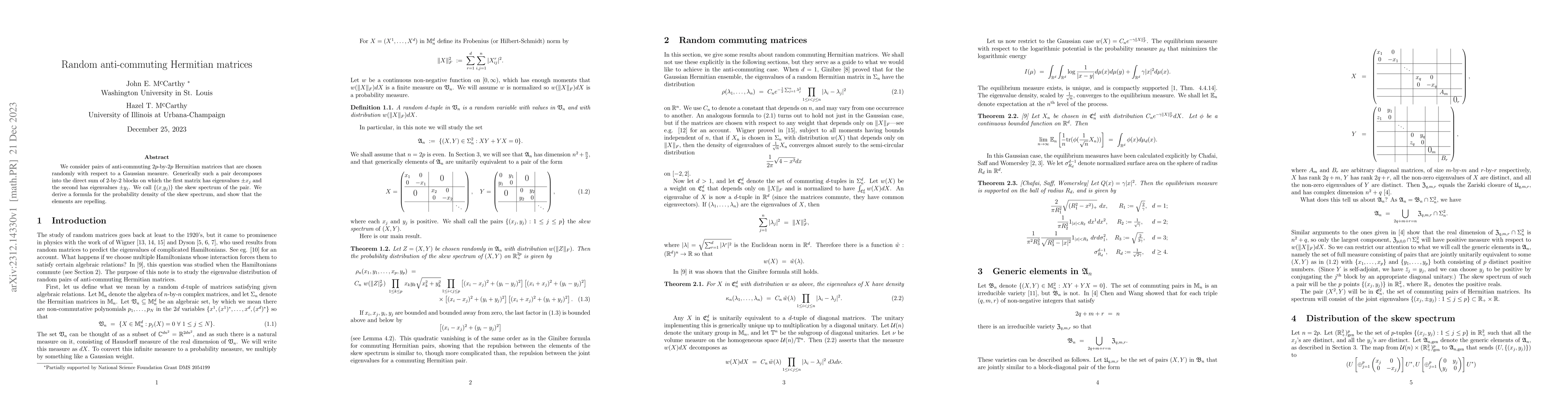 Thumbnail for Random anti-commuting Hermitian matrices