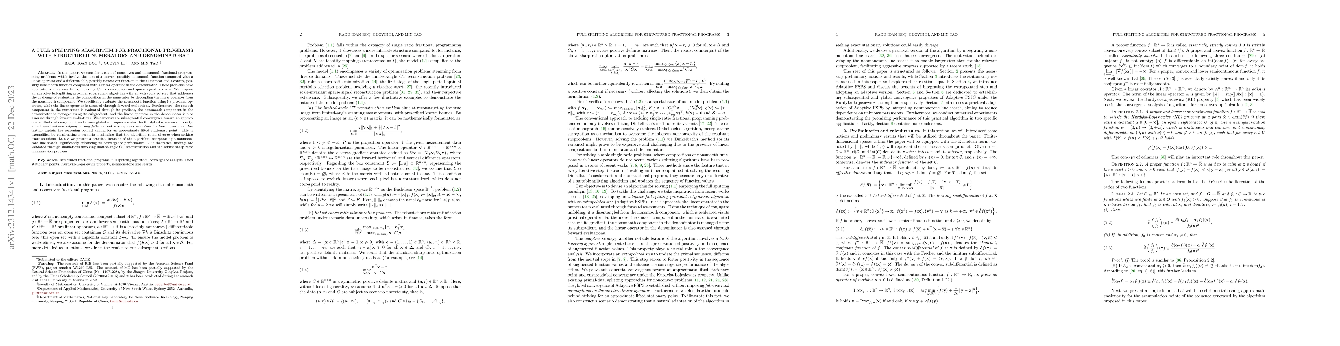 Thumbnail for A full splitting algorithm for fractional programs with structured
  numerators and denominators