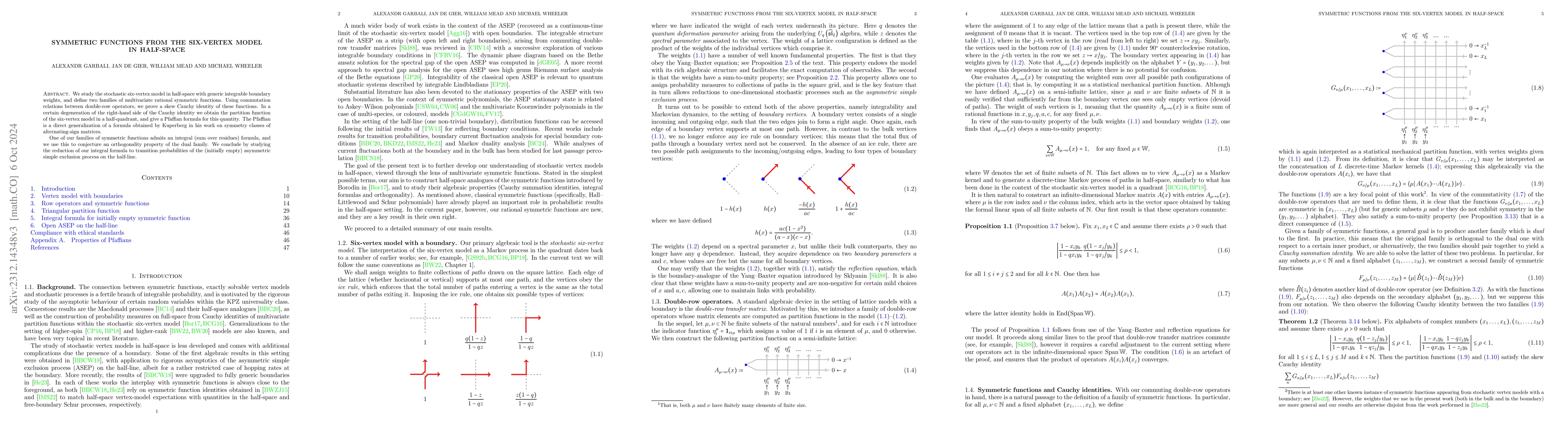 Thumbnail for Symmetric functions from the six-vertex model in half-space