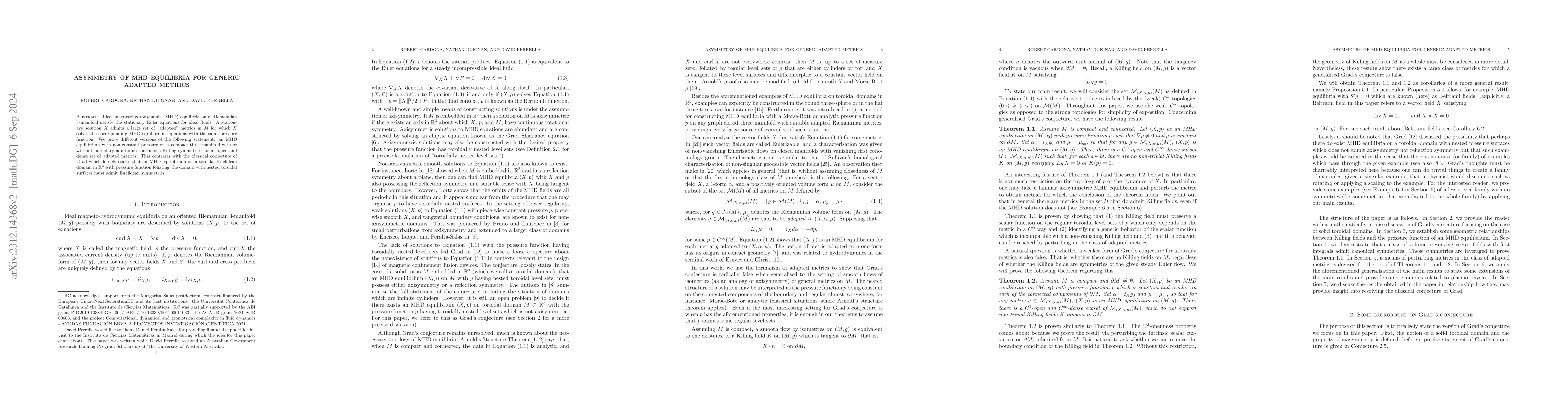 Thumbnail for Asymmetry of MHD equilibria for generic adapted metrics