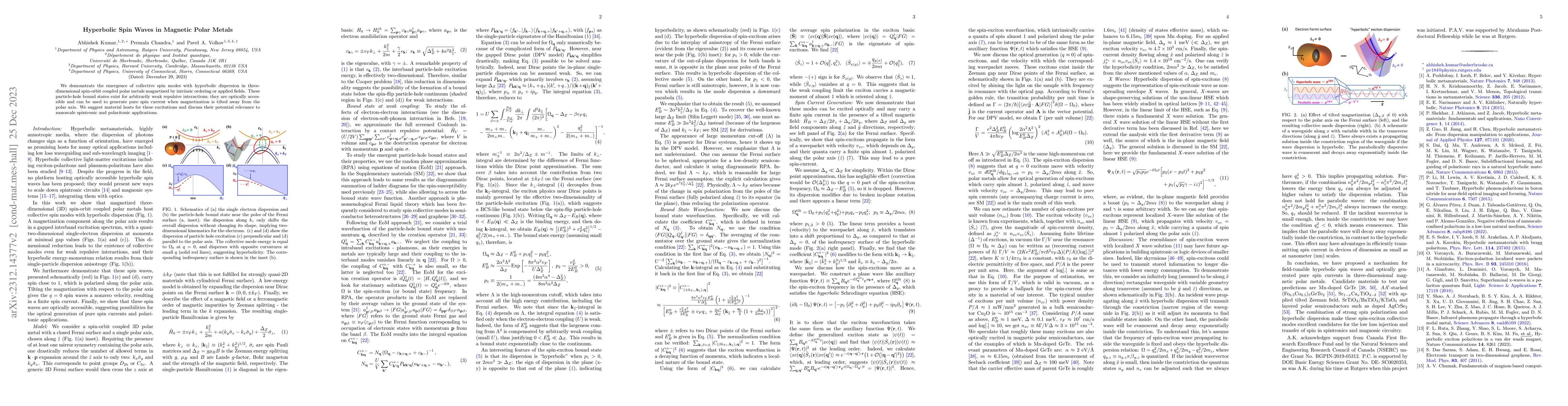 Thumbnail for Hyperbolic Spin Waves in Magnetic Polar Metals