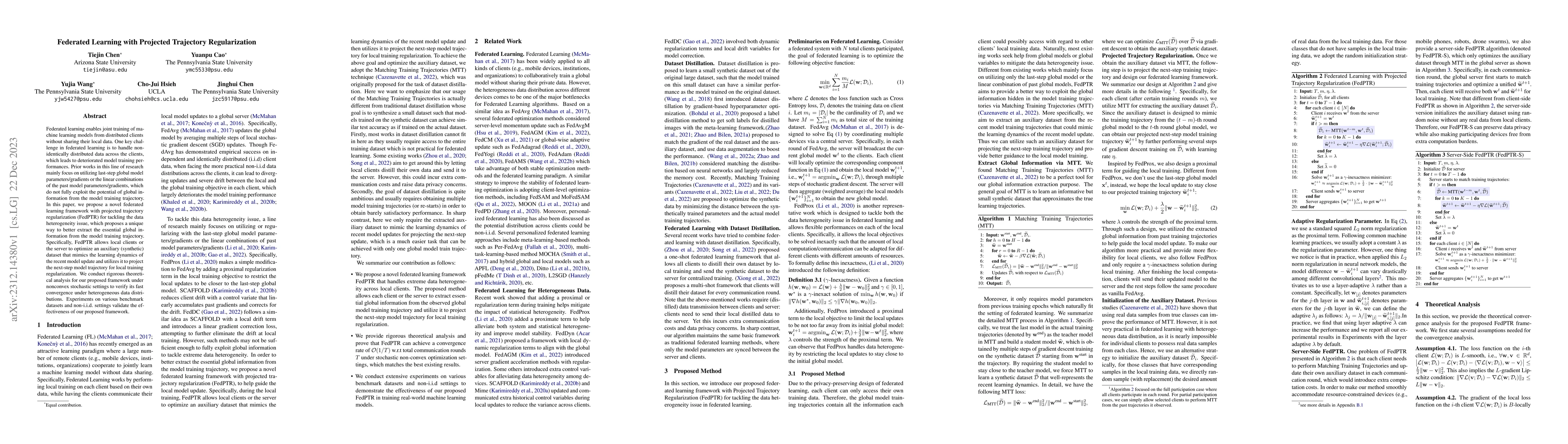 Thumbnail for Federated Learning with Projected Trajectory Regularization