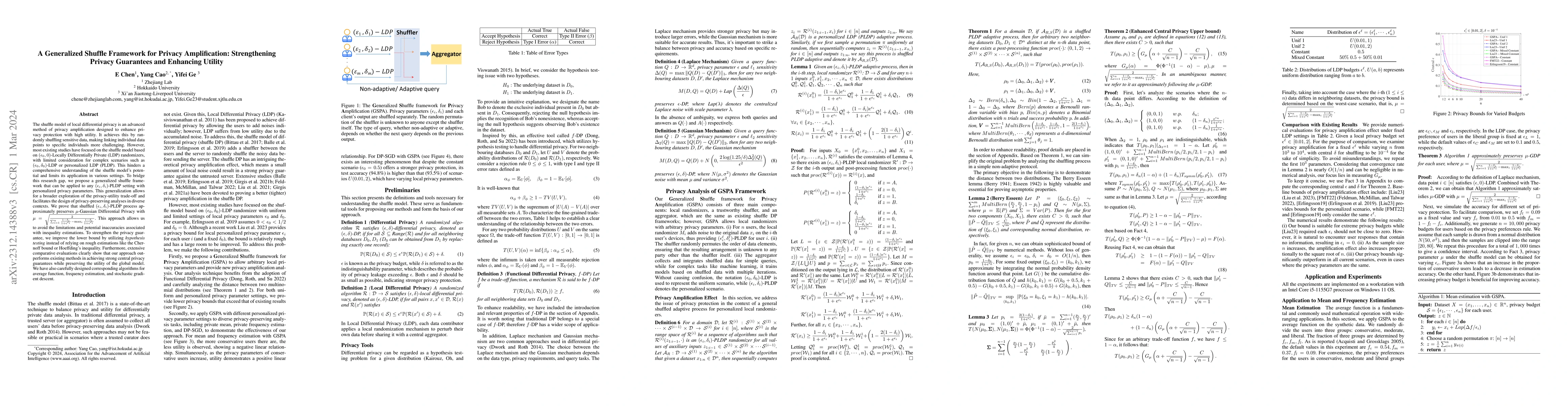 Thumbnail for A Generalized Shuffle Framework for Privacy Amplification: Strengthening
  Privacy Guarantees and Enhancing Utility
