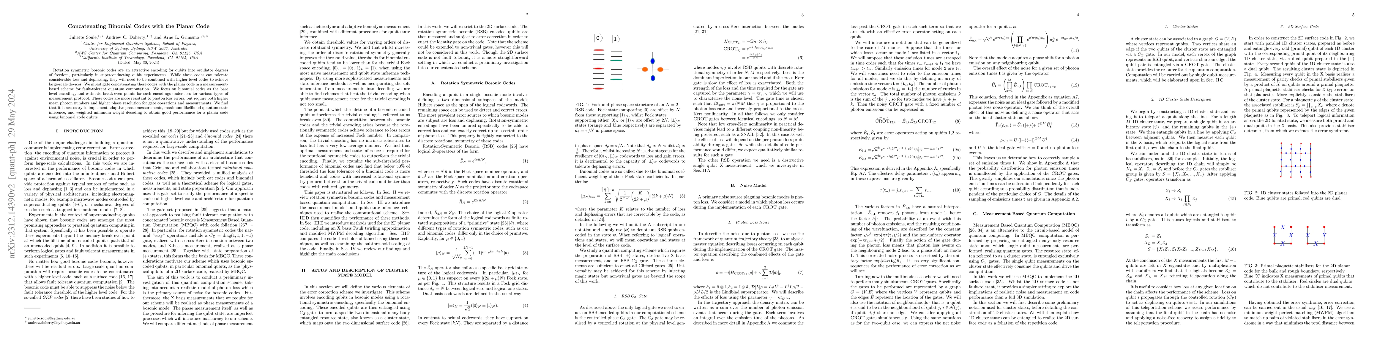 Thumbnail for Concatenating Binomial Codes with the Planar Code