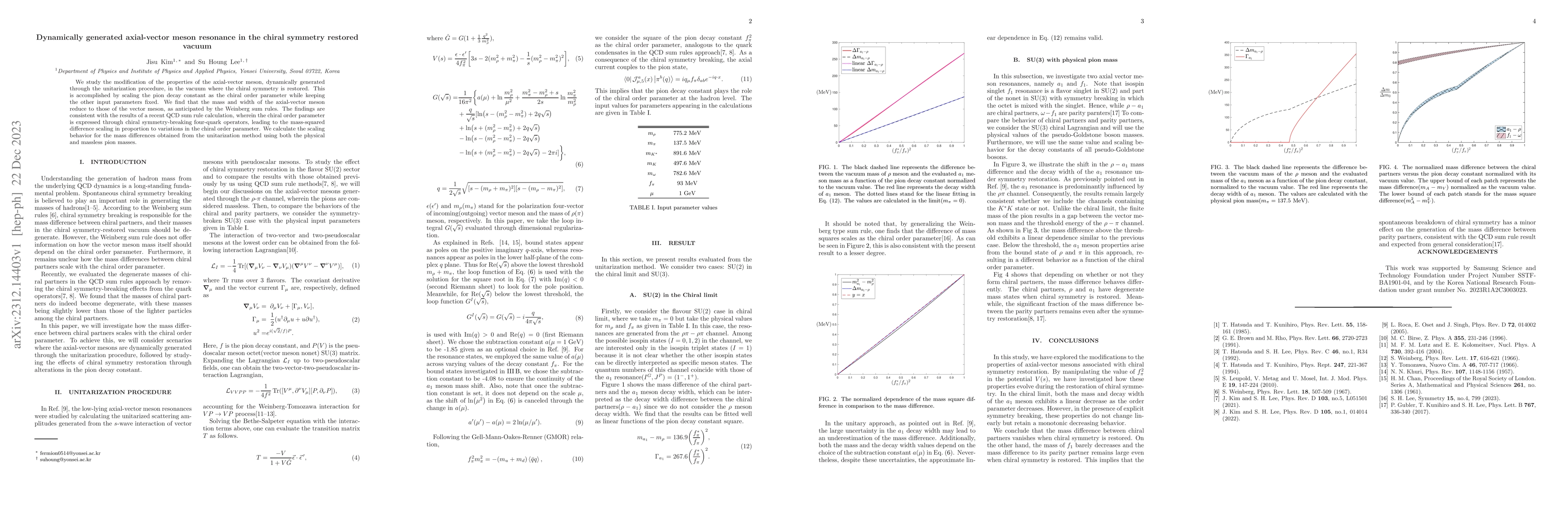 Thumbnail for Dynamically generated axial-vector meson resonance in the chiral
  symmetry restored vacuum
