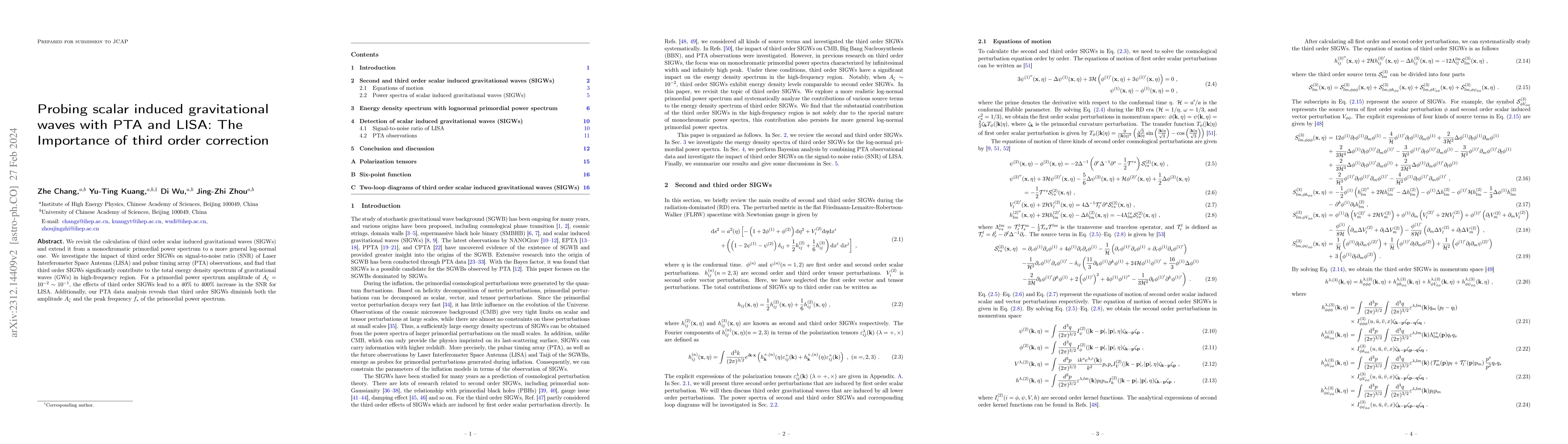 Thumbnail for Probing scalar induced gravitational waves with PTA and LISA: The
  Importance of third order correction