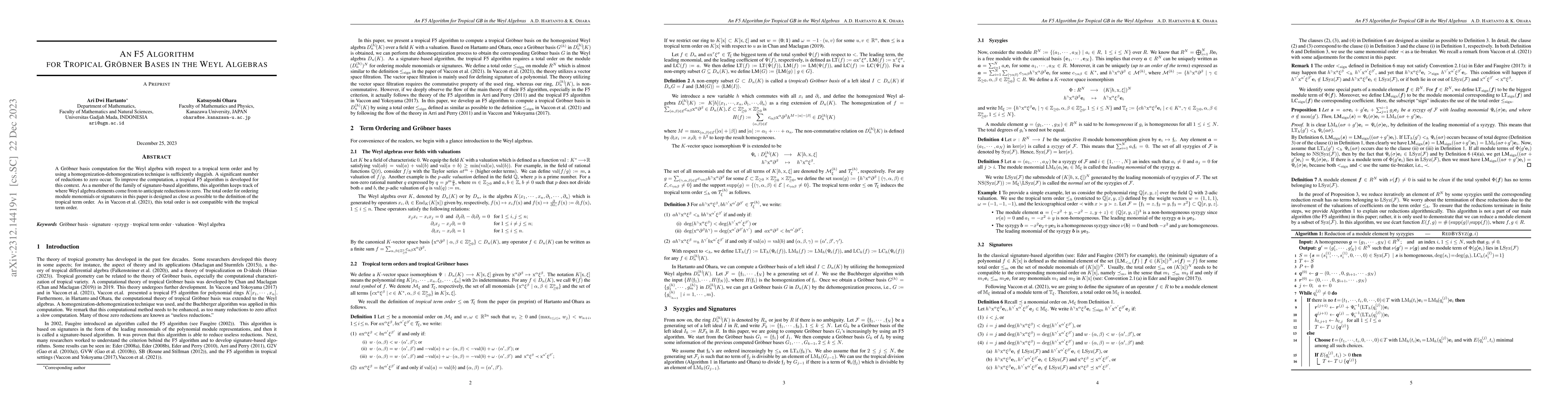 Thumbnail for An F5 Algorithm for Tropical Gr\"obner Bases in the Weyl Algebras