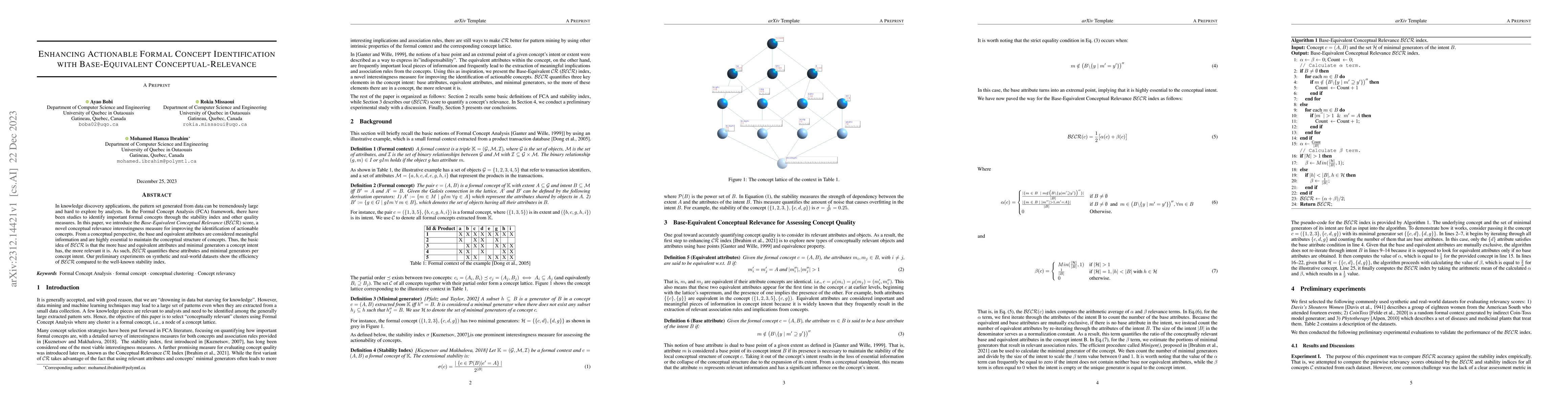 Thumbnail for Enhancing Actionable Formal Concept Identification with Base-Equivalent
  Conceptual-Relevance