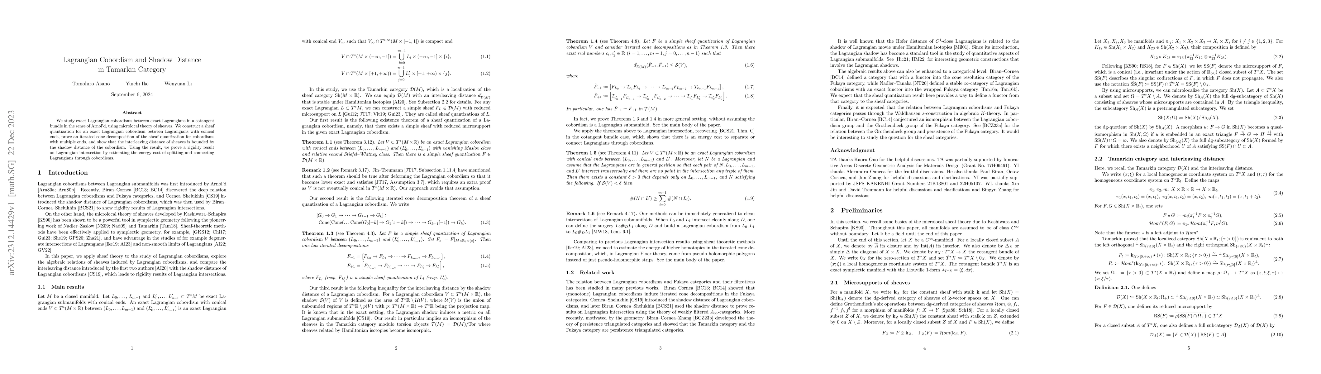 Thumbnail for Lagrangian Cobordism and Shadow Distance in Tamarkin Category
