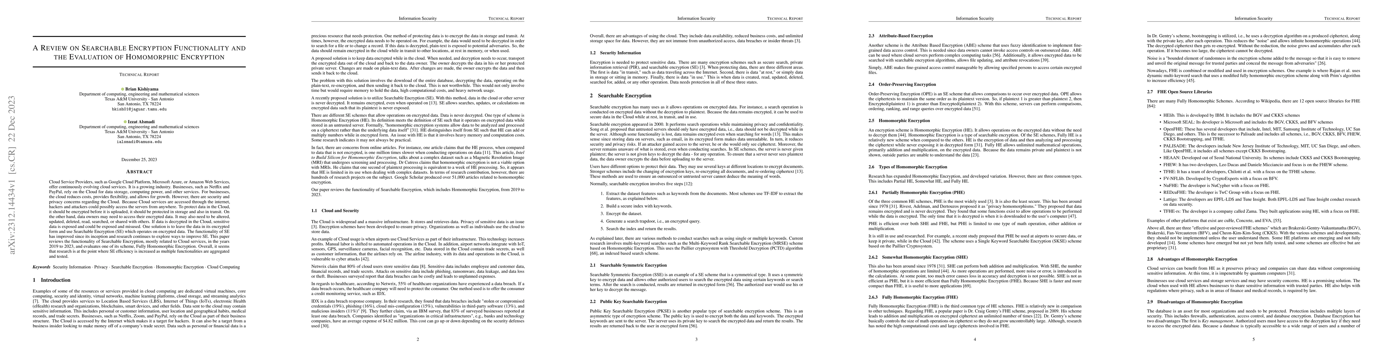 Thumbnail for A Review on Searchable Encryption Functionality and the Evaluation of
  Homomorphic Encryption