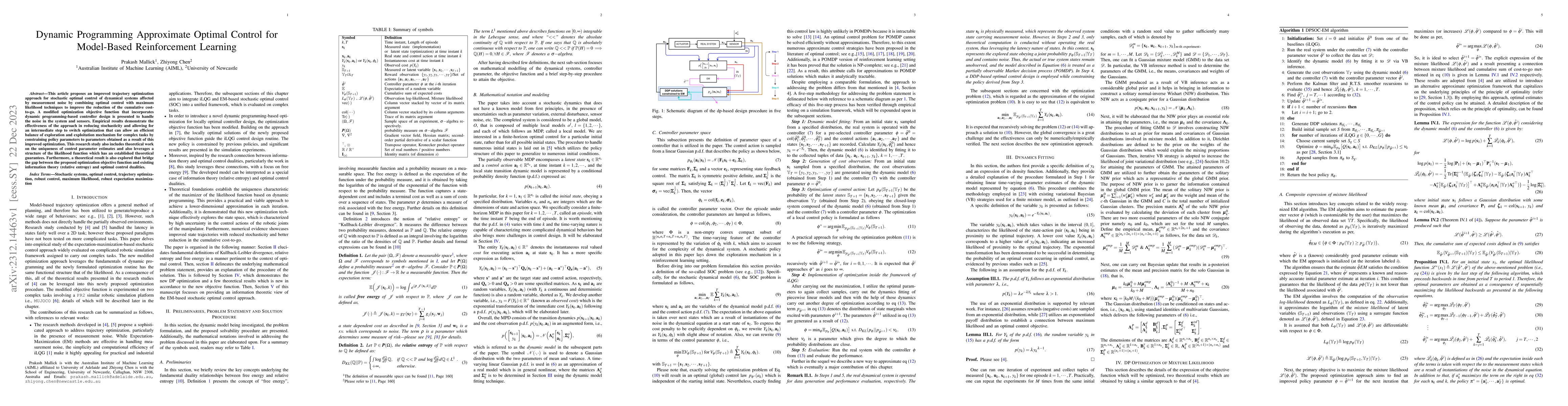 Thumbnail for Dynamic Programming-based Approximate Optimal Control for Model-Based
  Reinforcement Learning