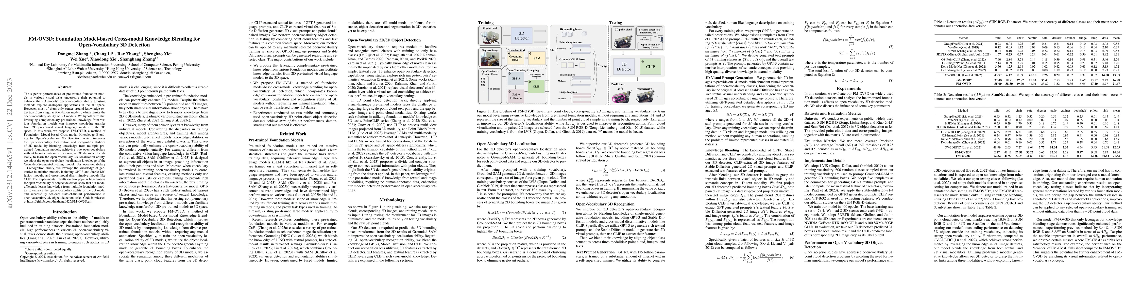Thumbnail for FM-OV3D: Foundation Model-based Cross-modal Knowledge Blending for
  Open-Vocabulary 3D Detection